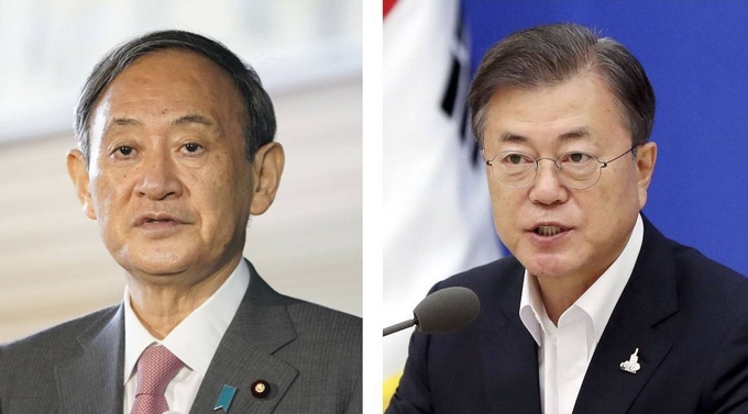 일본 스가 요시히데 총리, 문재인 대통령, 연합뉴스<br>

